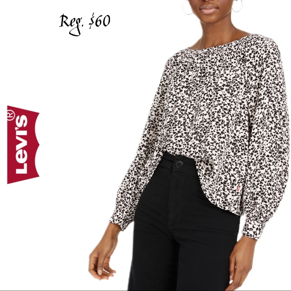 NWT LEVI’s Lily Crm/Blk/Wht Abstract Print Blouse